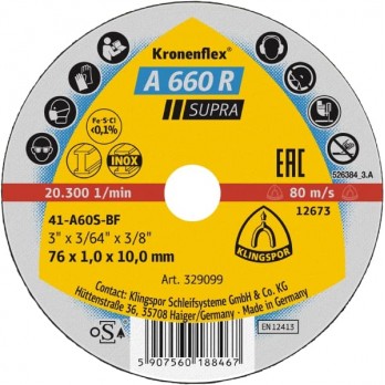 Mini metalo pjovimo diskas KLINGSPOR A 660 R Small, 76x1,0x10mm